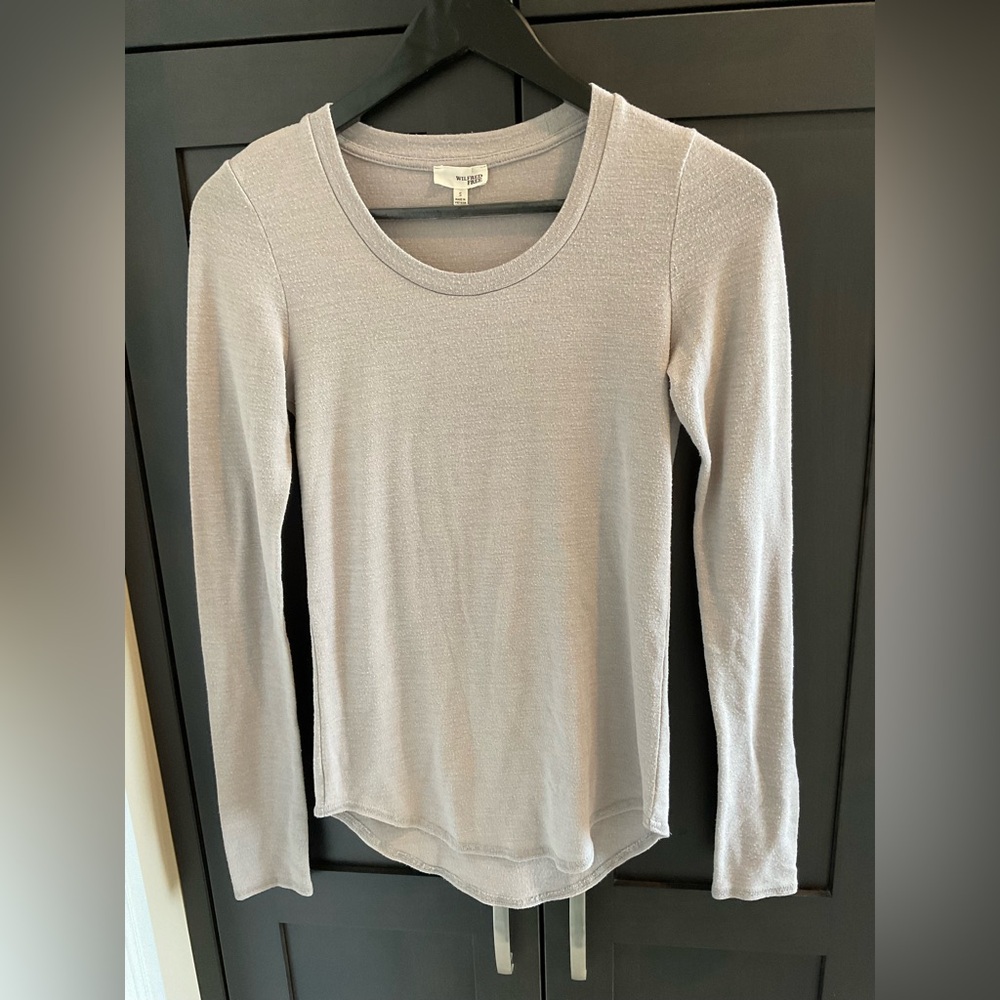 💜🩶 Aritzia Wilfred Free Mauve Diapason Long Sleeve T-Shirt Crew Neck Sz S
